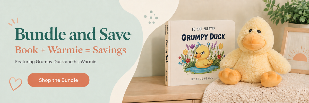 Bundle and save: book plus Warmie. Featuring Grumpy Duck and his Warmie