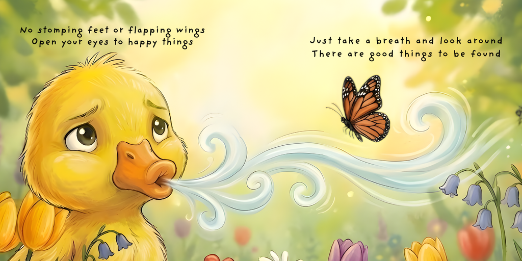 Grumpy Duck inside page: take a breath and look around
