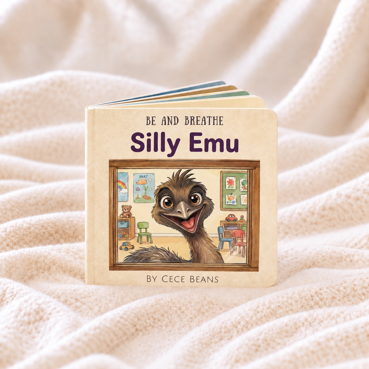 Silly Emu board book, 6 x 6 inches