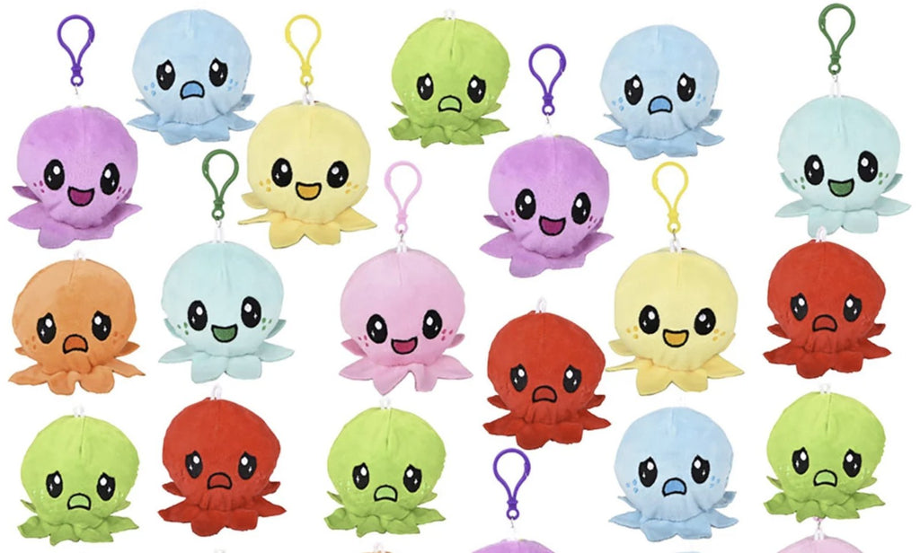Flip octopus mood plush clips in many colors