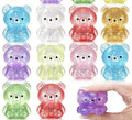 Glitter gummy bear squishy toys in twelve colors