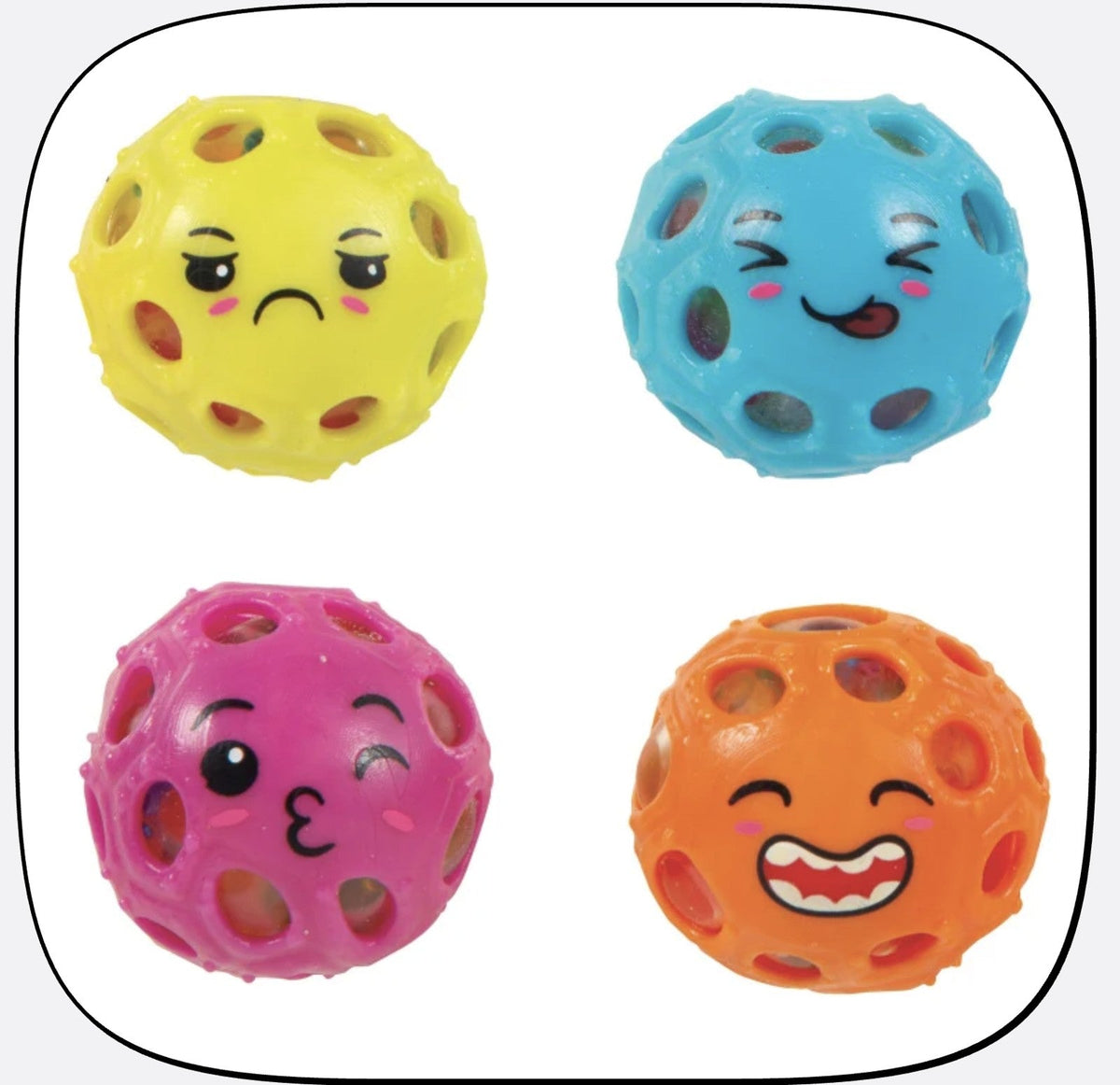 Me So mini squeeze balls with grumpy, silly, sweet and funny faces