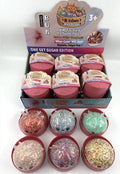 Rainbow Mystery Squishy Bun display box with six glittery reindeer dumplings in pink steamer baskets